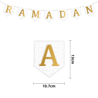 Ramadan Wooden Banner - White and gold