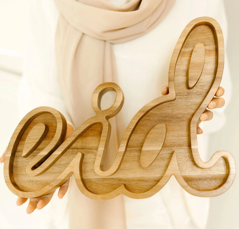 Wooden engraved Eid tray