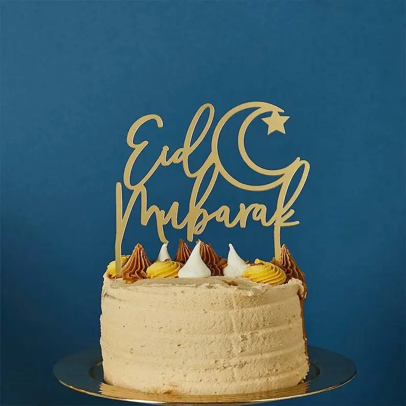 Eid Mubarak - Acrylic Gold Cake Topper