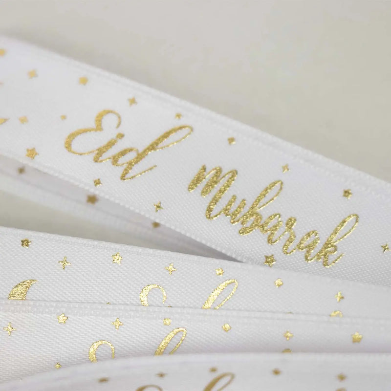 Eid Mubarak Gift Ribbon - White and Gold