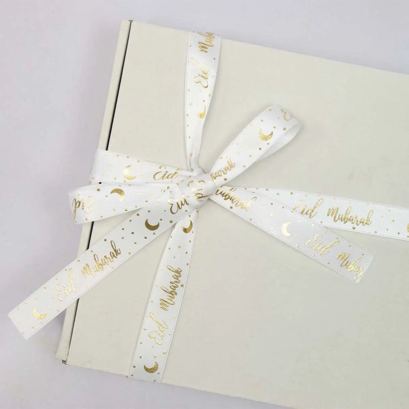 Eid Mubarak Gift Ribbon - White and Gold