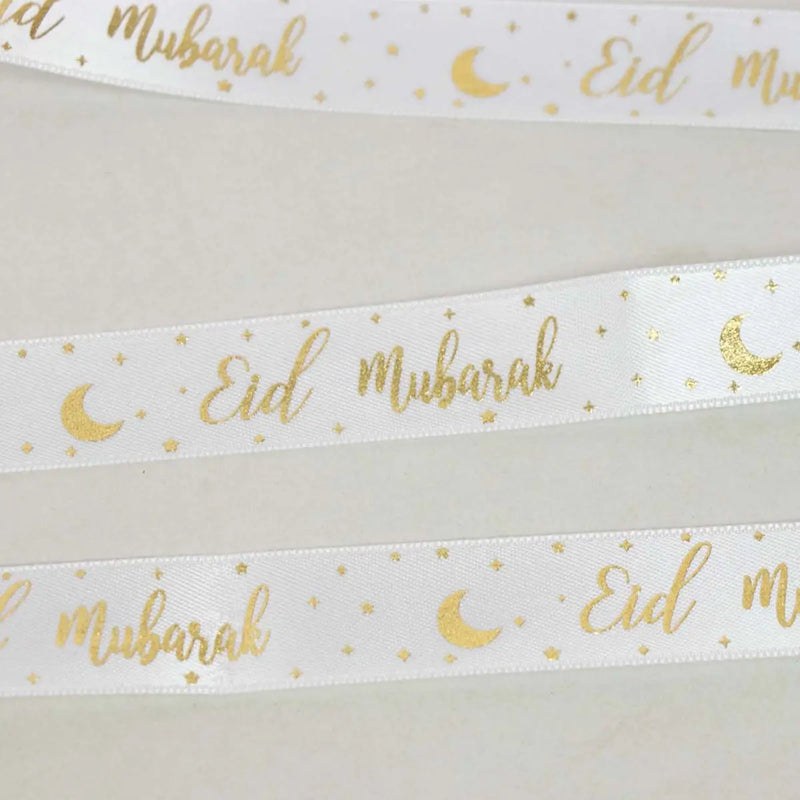 Eid Mubarak Gift Ribbon - White and Gold