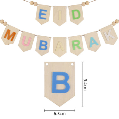 Eid Mubarak Wood Banner - Pastle Colour