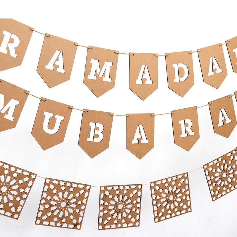 Ramadan Mubarak Wood Banner Set