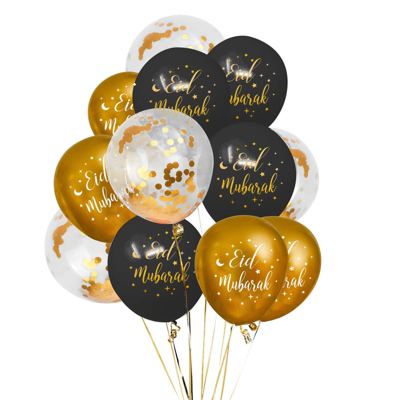 Eid Mubarak Balloons set - Black and gold